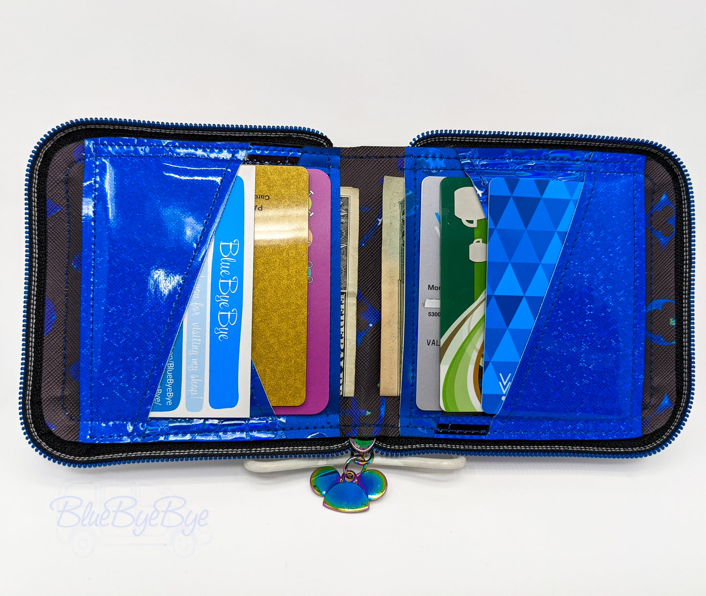 Royal Blue Zip Around Mini Wallet