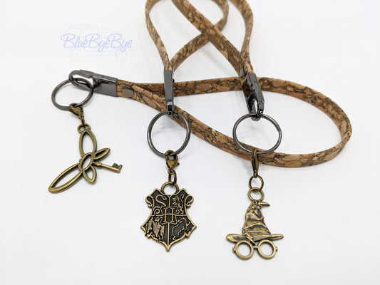 Cork Wristlet Key Fobs with Themed Charms