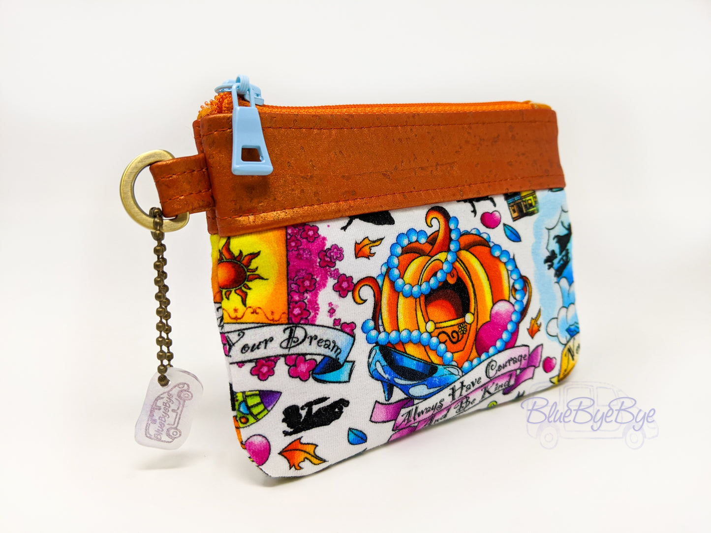 Inspirational Cork Zipper Pouch, Small Card and Coin Wallet
