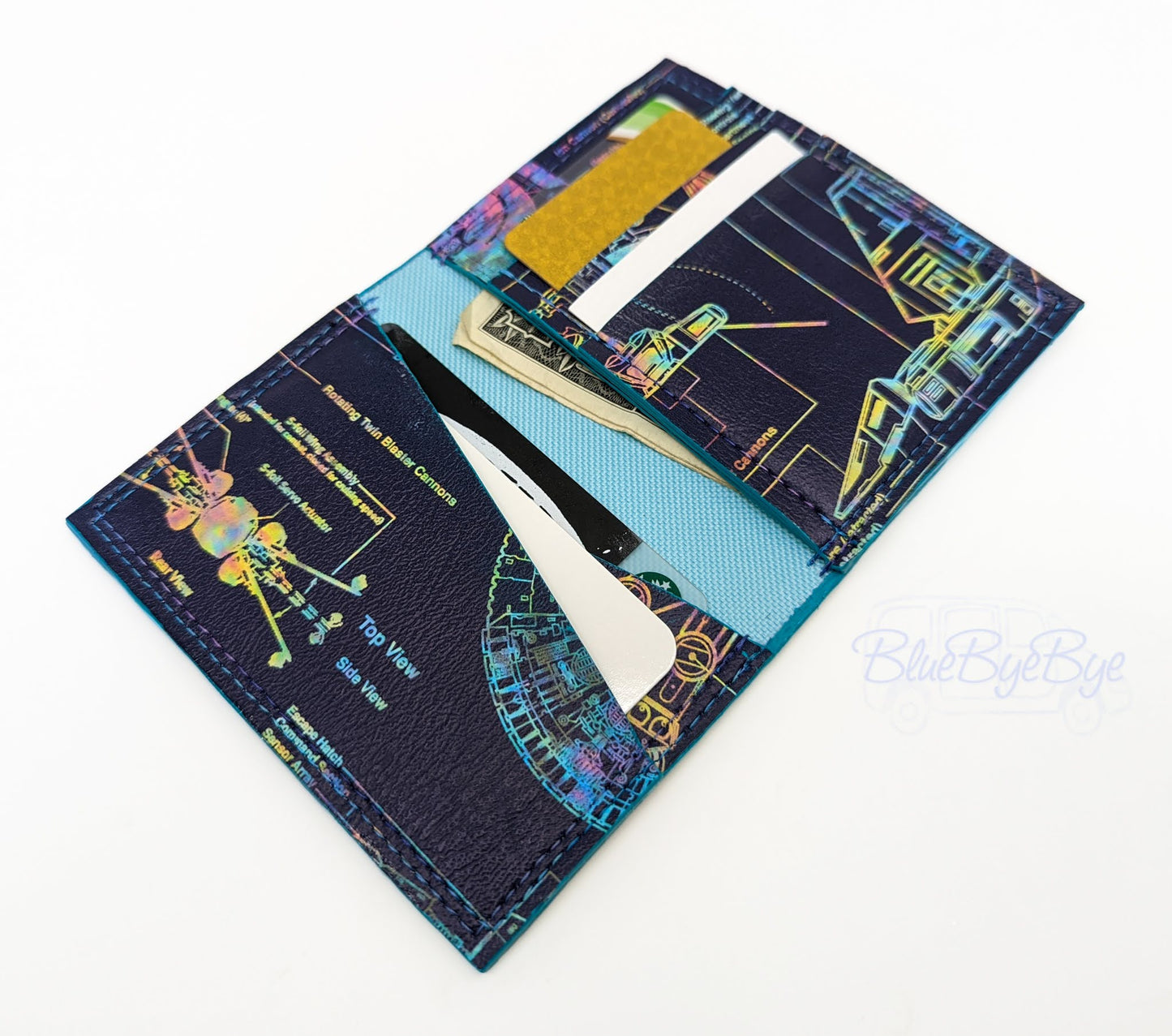 Card & Cash & ID Wallet with Schematic Vinyl