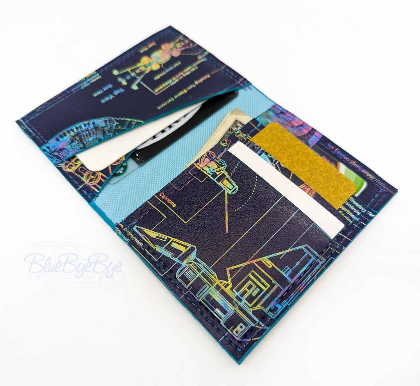Card & Cash & ID Wallet with Schematic Vinyl