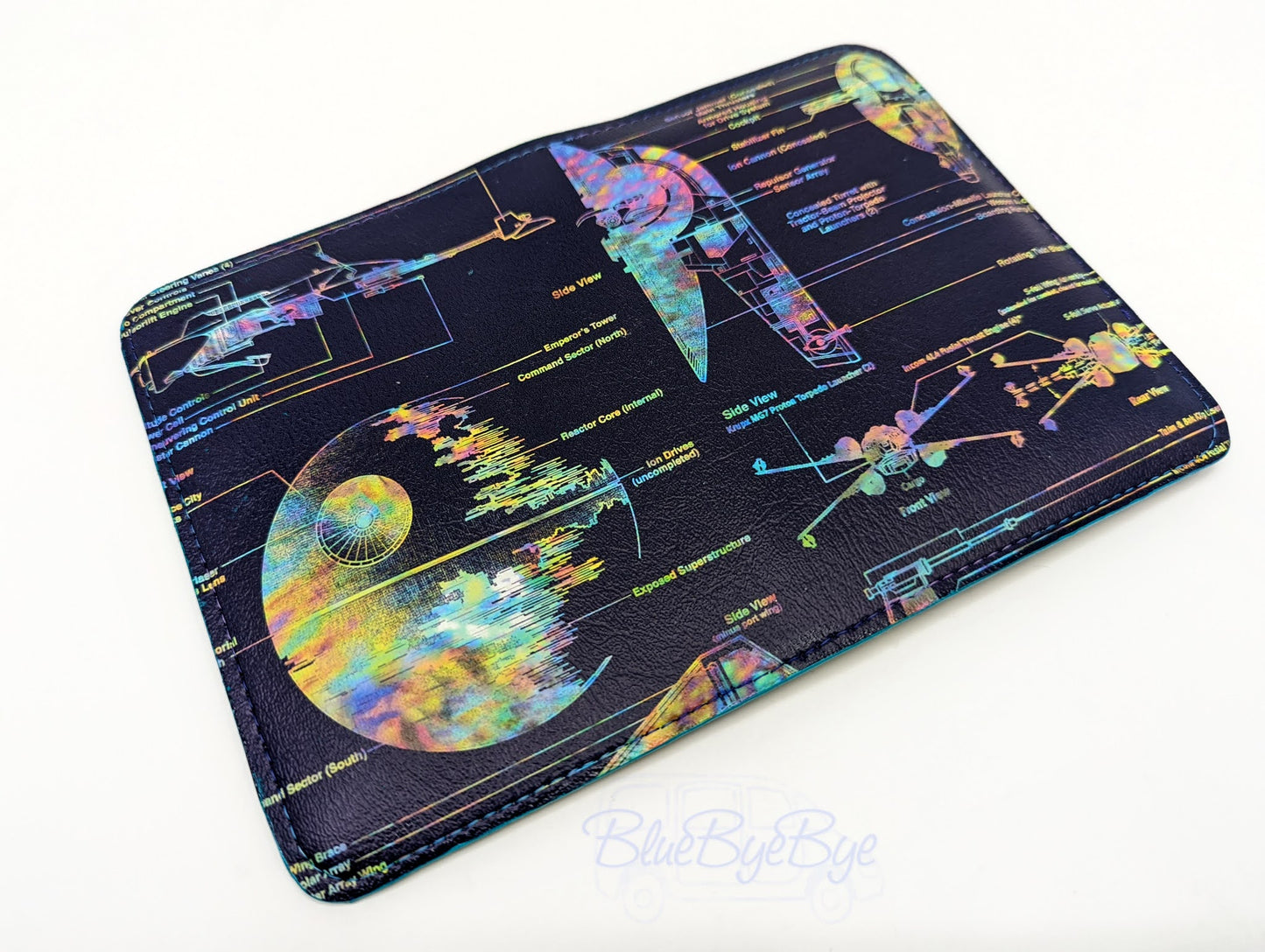 Passport and Card Holder with Schematic Vinyl