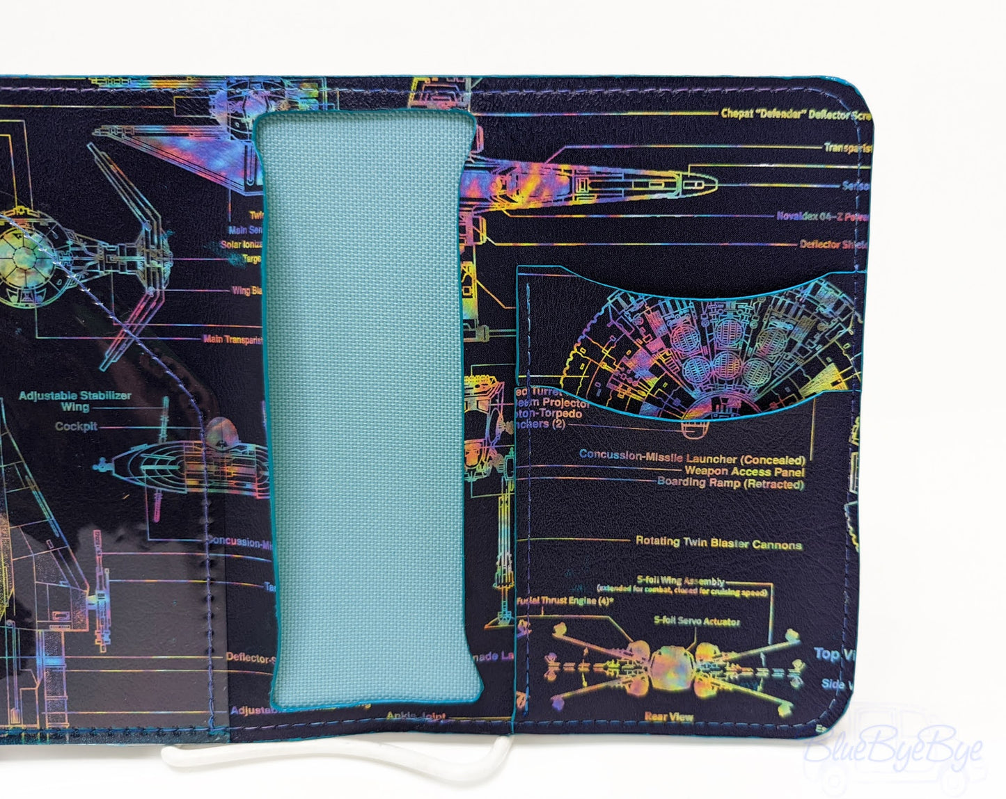 Passport and Card Holder with Schematic Vinyl