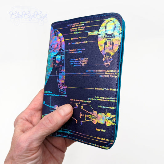 Passport and Card Holder with Schematic Vinyl
