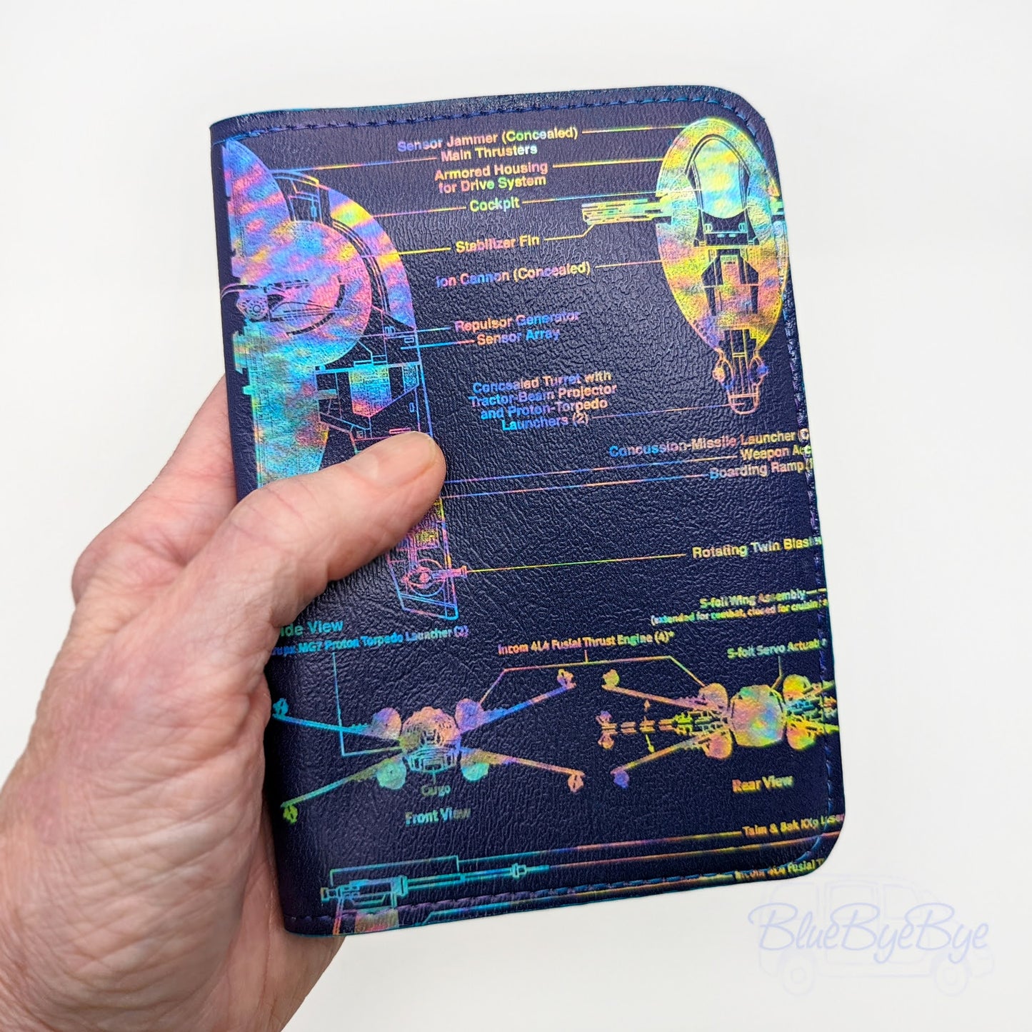 Passport and Card Holder with Schematic Vinyl