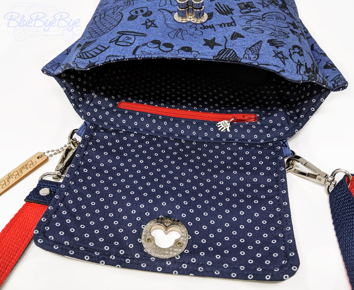 Red, White, and Blue Crossbody Bag with Adjustable Strap
