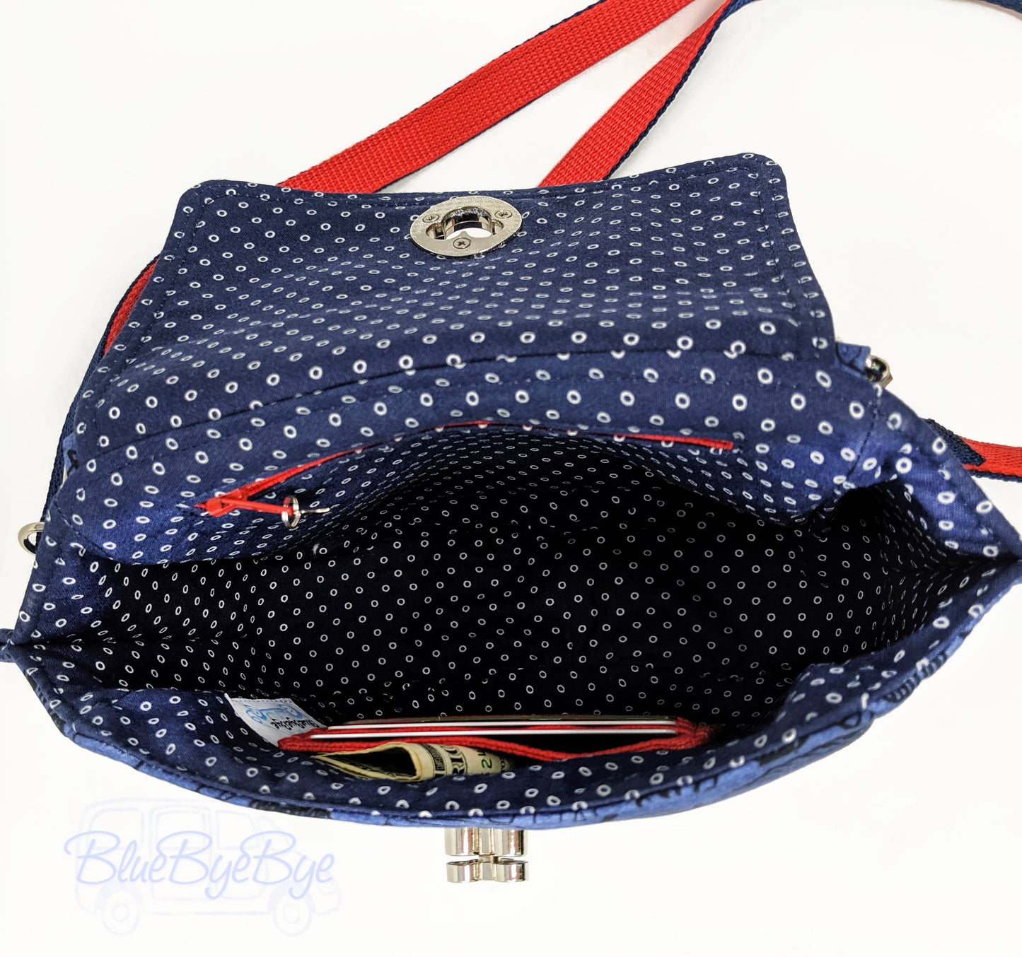 Red, White, and Blue Crossbody Bag with Adjustable Strap