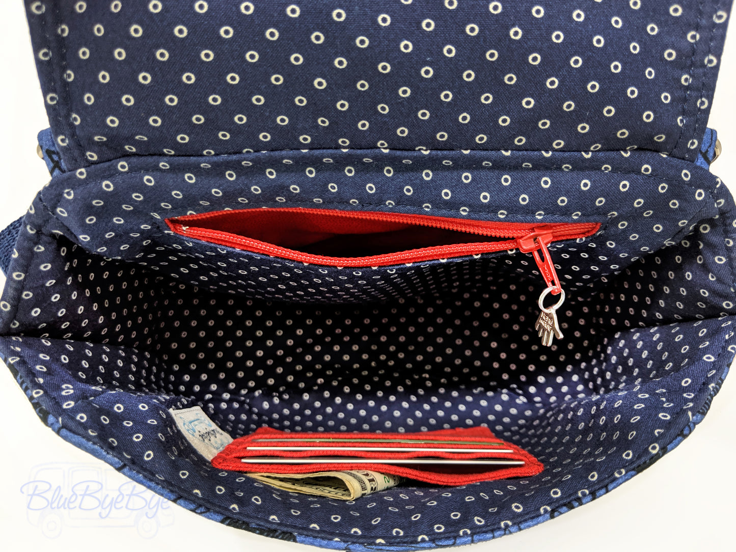 Red, White, and Blue Crossbody Bag with Adjustable Strap