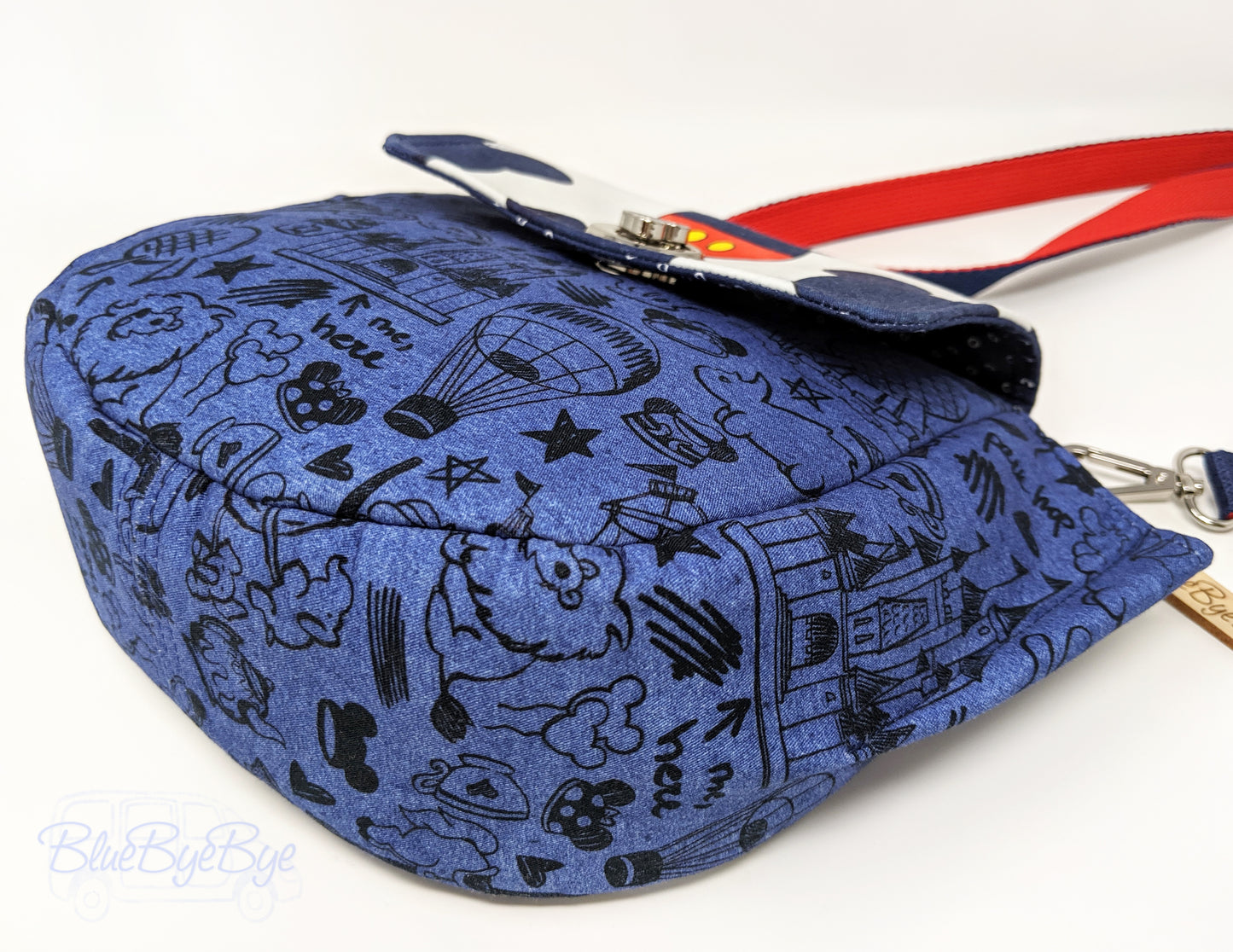 Red, White, and Blue Crossbody Bag with Adjustable Strap