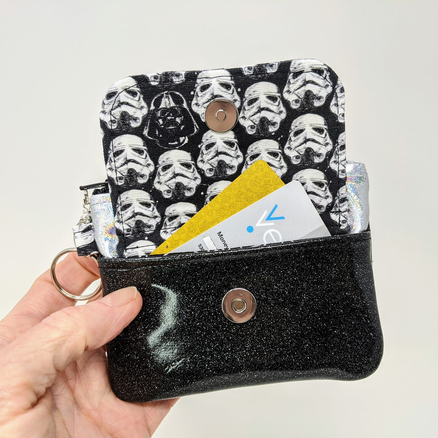 Card & Coin Holder with Pocket, Lanyard or Keychain Wallet