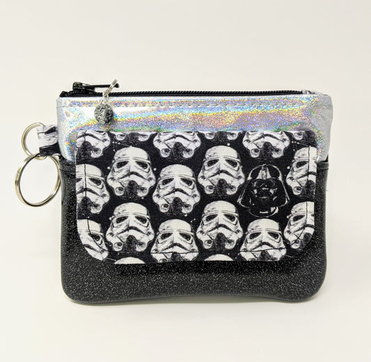 Card & Coin Holder with Pocket, Lanyard or Keychain Wallet