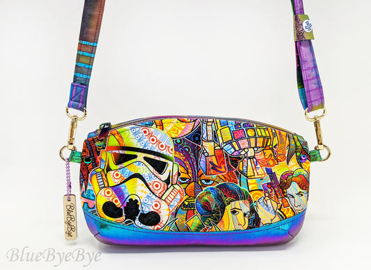 Galaxy Crossbody with Adjustable Strap and Soft Metallic Faux Leather