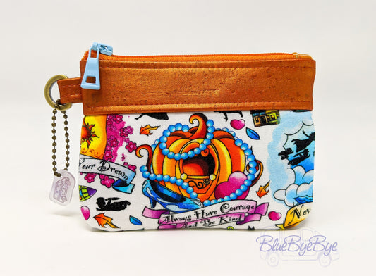 Inspirational Cork Zipper Pouch, Small Card and Coin Wallet