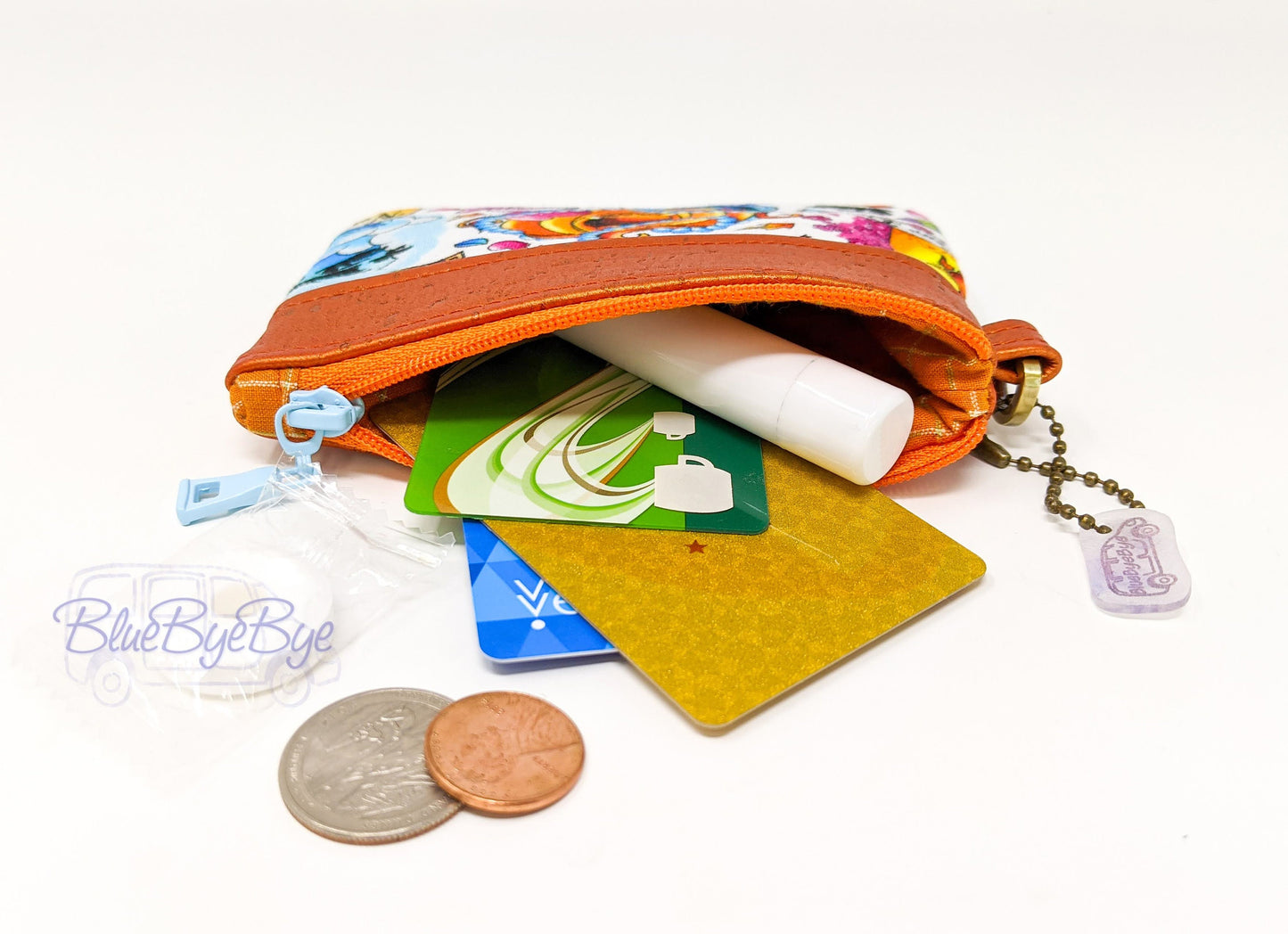 Inspirational Cork Zipper Pouch, Small Card and Coin Wallet