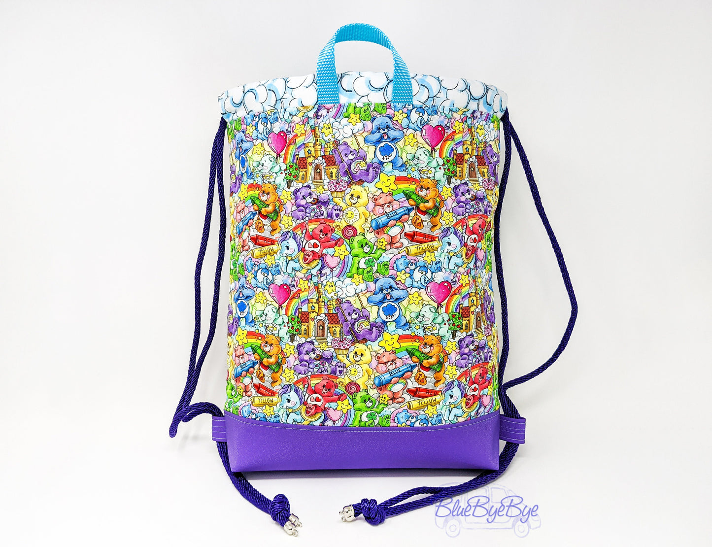 Purple Rainbow Bears Drawstring Backpack