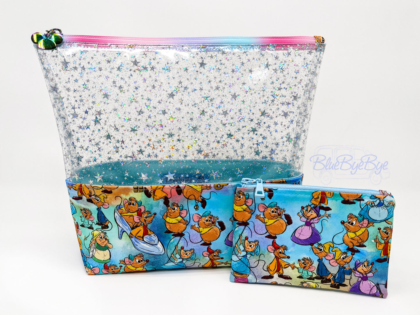 Iridescent Stars Two Piece Zipper Pouch Set