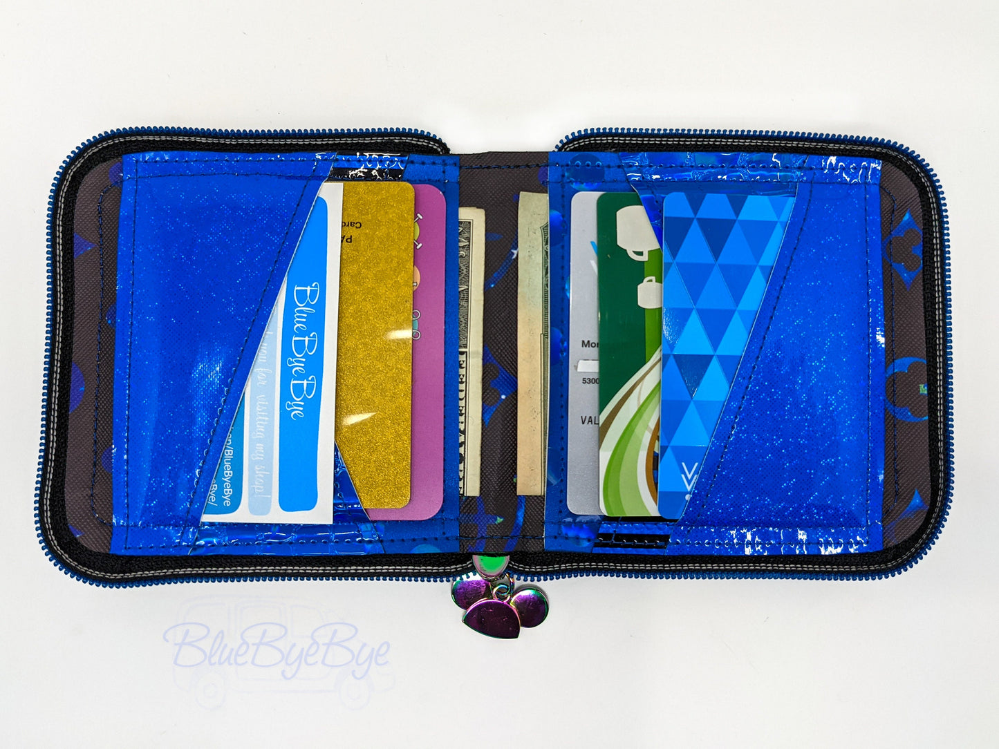 Royal Blue Zip Around Mini Wallet